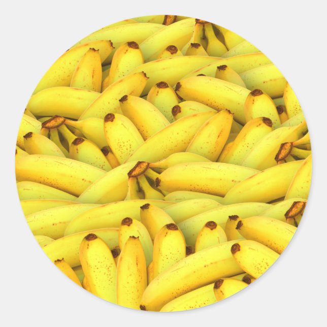 Fruit Tropical Yellow Bananas Classic Round Sticker (Front)