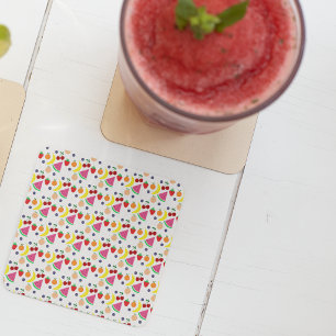Fruit Two-tti Frutti 2nd Birthday Square Paper Coaster