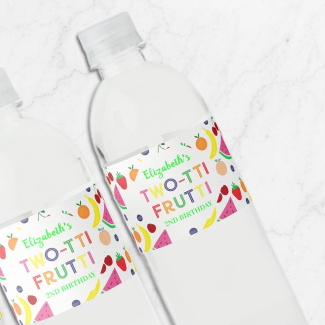 Fruit Two-tti Frutti 2nd Birthday Water Bottle Label (Creator Uploaded)