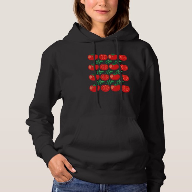 Fruit  Vegans Tomato Pattern Fruitarian Tomato Hoodie (Front)