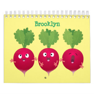Fruit, vegetable and plant cartoon calendar
