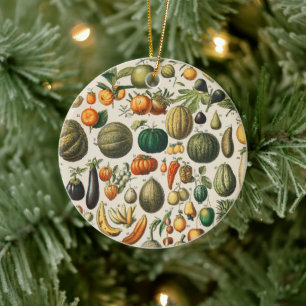 Fruit Vegetable Botanical Scientific Illustration Ceramic Ornament