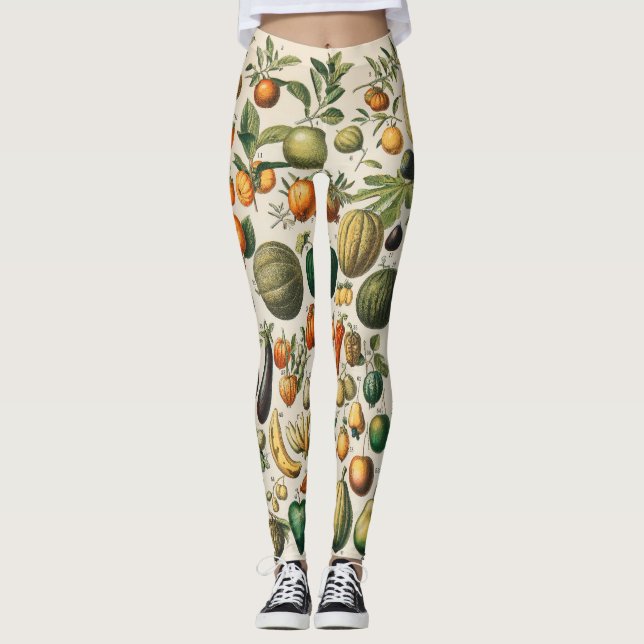 Fruit Vegetable Botanical Scientific Illustration Leggings (Front)