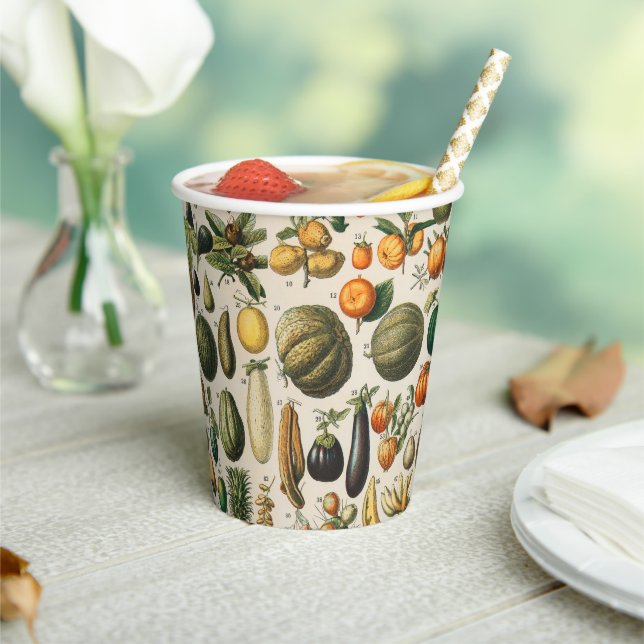Fruit Vegetable Botanical Scientific Illustration Paper Cups (Insitu)