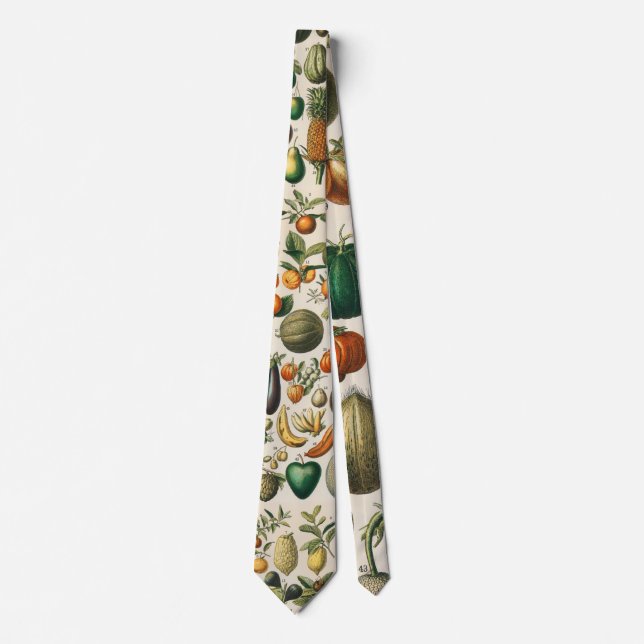 Fruit Vegetable Botanical Scientific Illustration Tie (Front)