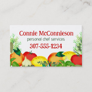 Fruit vegetable herbs healthy chef catering business card