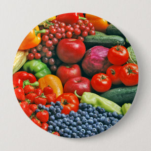 fruit & vegetables 10 cm round badge