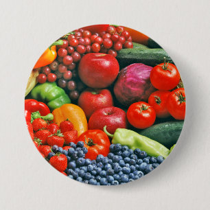 fruit & vegetables 7.5 cm round badge