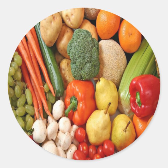 FRUIT & VEGETABLES CLASSIC ROUND STICKER (Front)