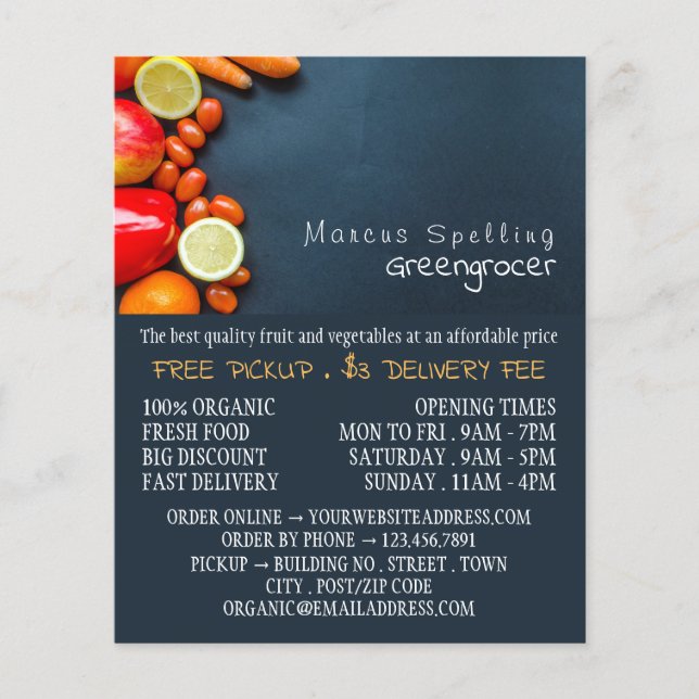 Fruit & Vegetables, Greengrocer Advertising Flyer (Front)