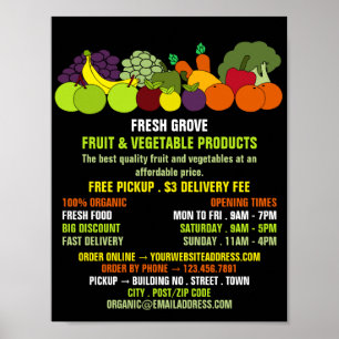 Fruit & Vegetables, Greengrocers Advertising Poster