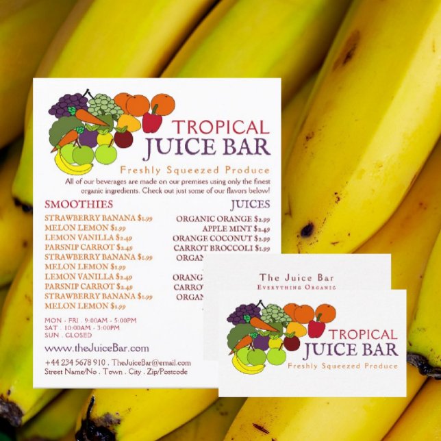 Fruit & Vegetables, Juice Bar Business Card (Creator Uploaded)