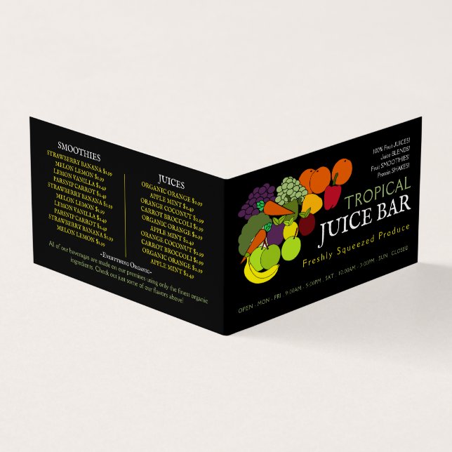 Fruit & Vegetables, Juice Bar, Detailed Business Card (Outside)