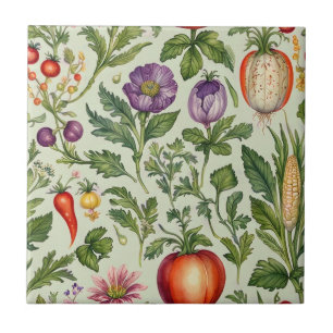 Fruit, Veggies, Flowers Seamless Ceramic Tile