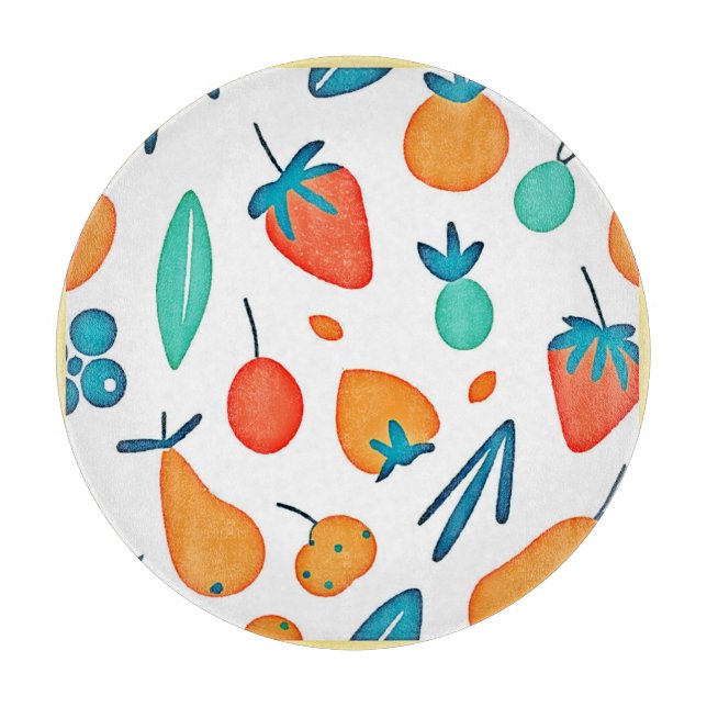 Fruit Whimsy: Playful Pattern Cutting Board (Front)