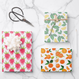 Fruit Wrapping Paper Flat Sheet Set of 3