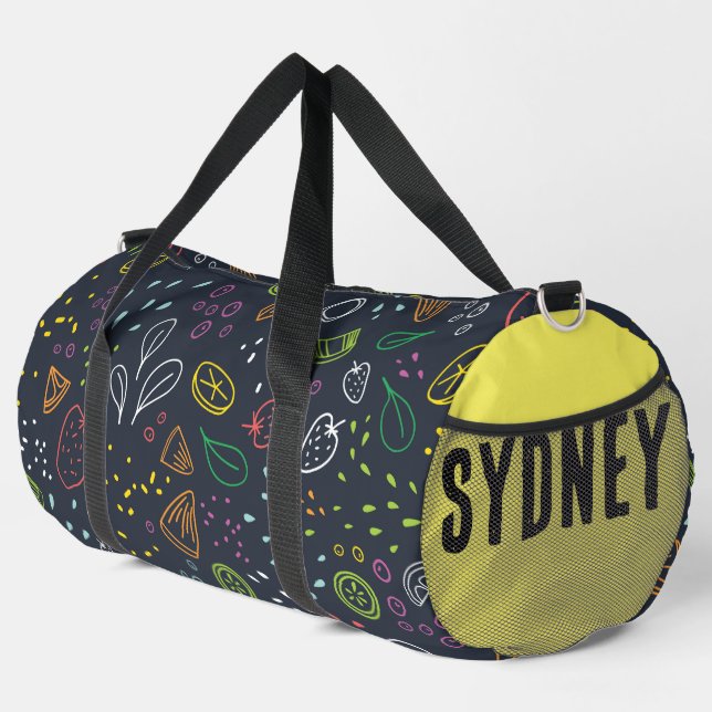 Fruit Yellow Custom Name Duffle Bag (Right Corner)