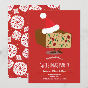 Fruitcake Cartoon Christmas Party Invitation