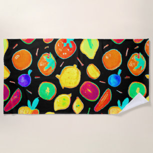 Fruitful Neon Visions Design Beach Towel