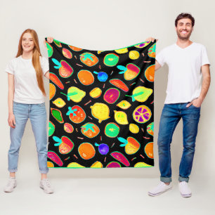 Fruitful Neon Visions Design Fleece Blanket