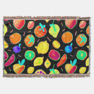 Fruitful Neon Visions Design Throw Blanket