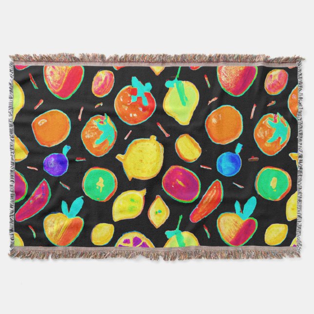 Fruitful Neon Visions Design Throw Blanket (Front)