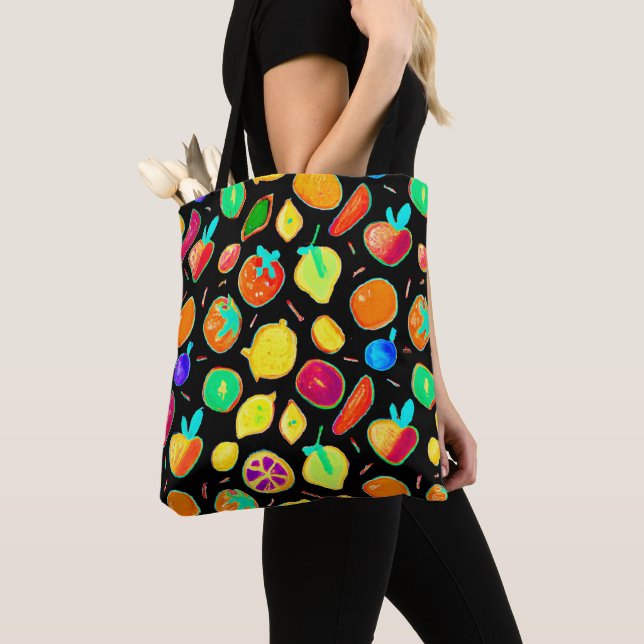 Fruitful Neon Visions Design Tote Bag (Close Up)