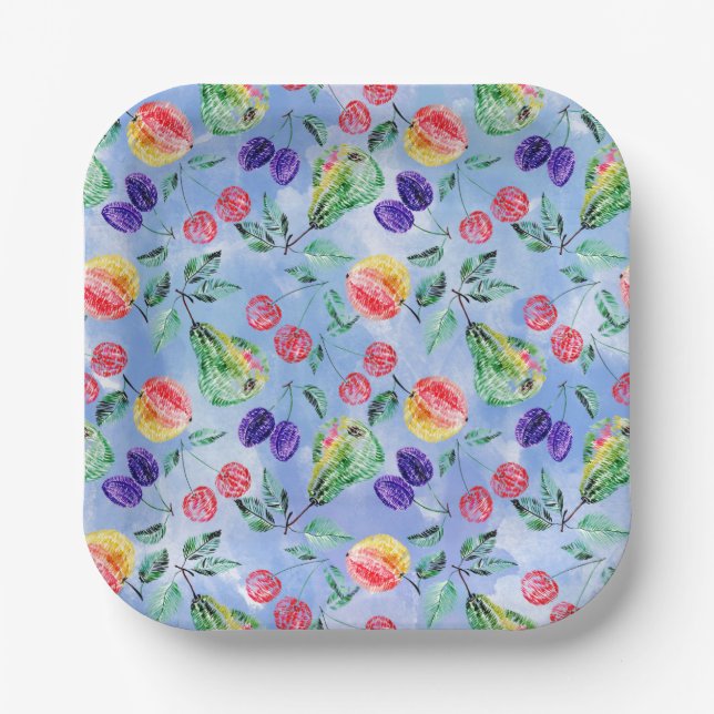 Fruits and berries. paper plate (Front)