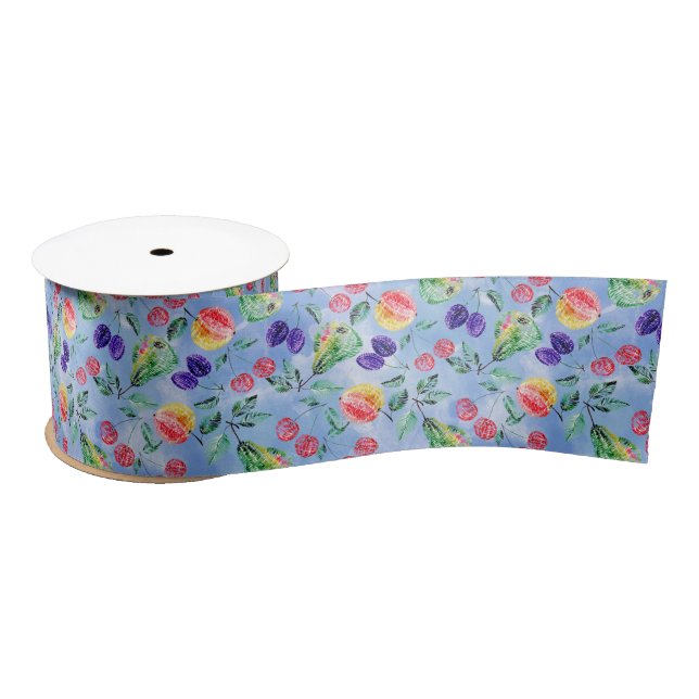 Fruits and berries. satin ribbon (Spool)
