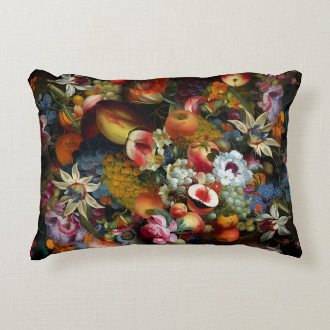 Fruits and Flowers Still Life Decorative Cushion (Front)