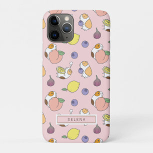 Fruits and Guinea pig pattern in peach pink iPhone 11 Pro Case