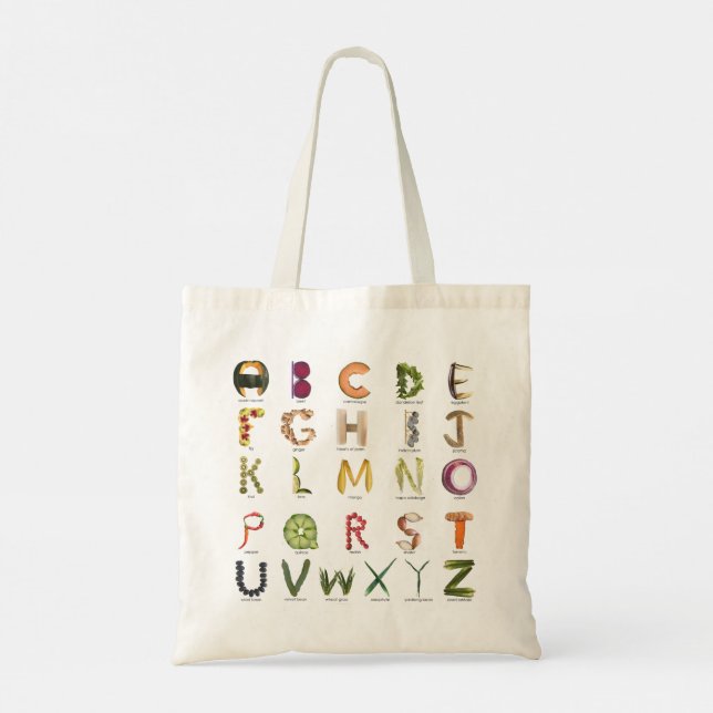 Fruits and Vegetables Alphabet - Plant Based ABC  Tote Bag (Back)