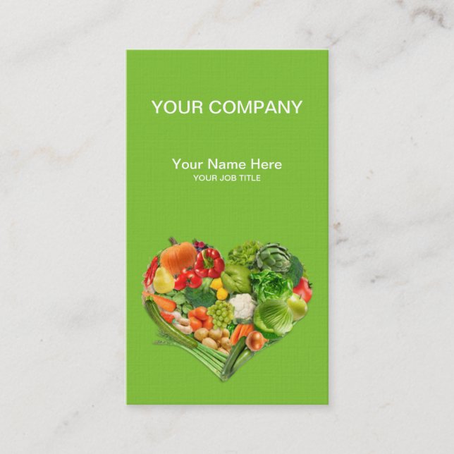 Fruits and Vegetables Heart Business Card (Front)