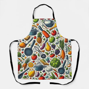 Fruits and vegetables in the kitchen. apron