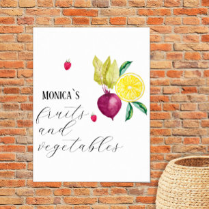 Fruits and Vegetables Monogrammed Small Business Poster
