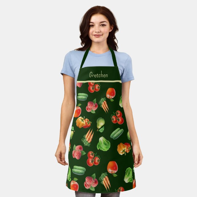 Fruits and Vegetables Personalised Apron (Worn)