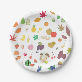 Fruits and Vegetables Print Paper Plate