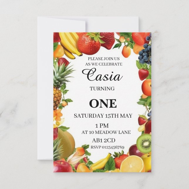 Fruits Birthday Invitation Personalised Card (Front)