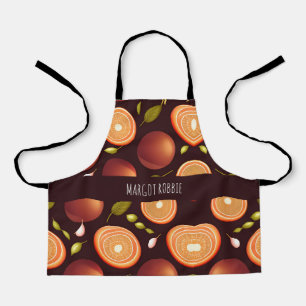 Fruits Brown Orange Colourful Pattern Apron