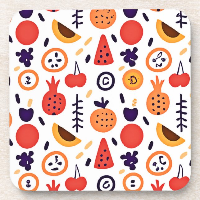 Fruits Colourful Pattern Art Coaster (Front)
