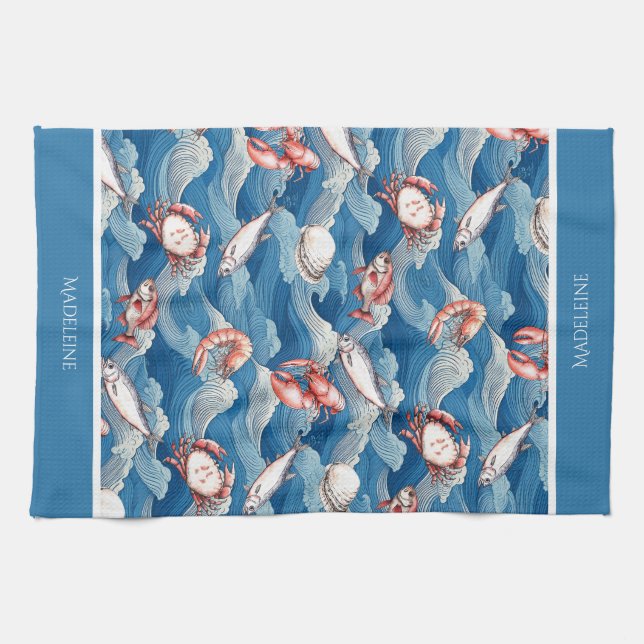 Fruits de Mer Personalised Tea Towel (Horizontal)