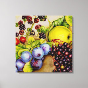 Fruits from the hedgerow painting canvas art print