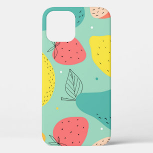Fruits hand-drawn, decorative seamless pattern. iPhone 12 case