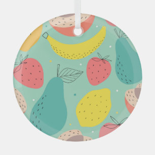 Fruits hand-drawn, decorative seamless pattern. glass tree decoration
