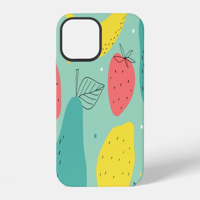 Fruits hand-drawn, decorative seamless pattern. iPhone case (Back)