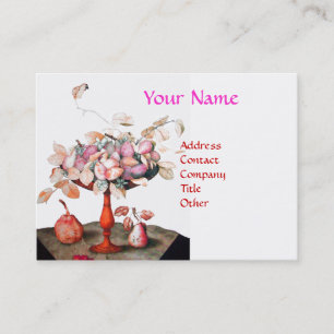 FRUITS,JASMINE FLOWERS LEAVES Luxury Pink White Business Card