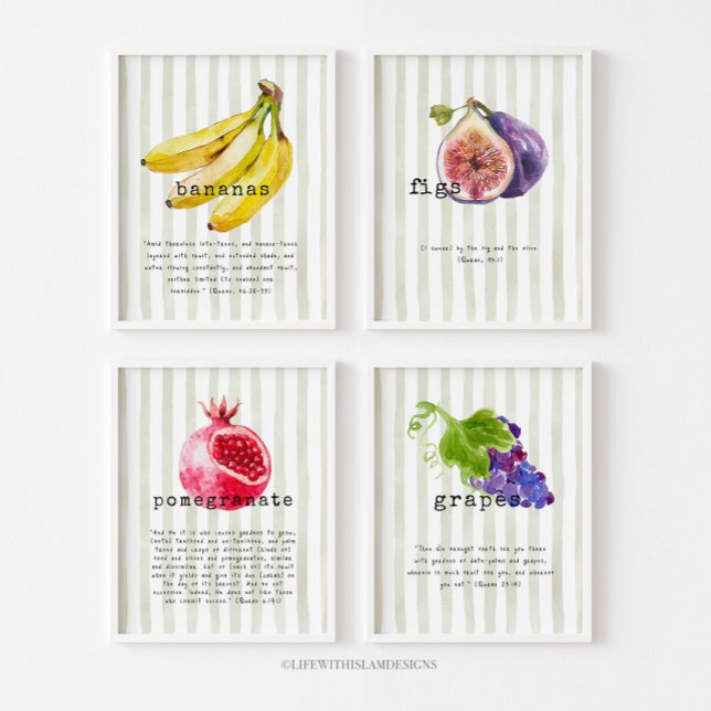Fruits mentioned in the Quran 8x10 Print Set (Creator Uploaded)