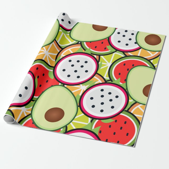 Fruits Mix Wrapping Paper (Unrolled)