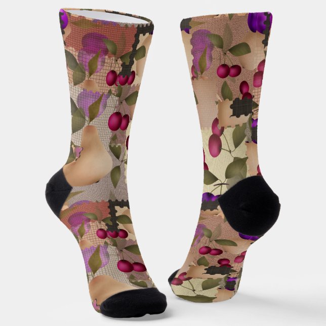 Fruits, patchwork socks (Angled)