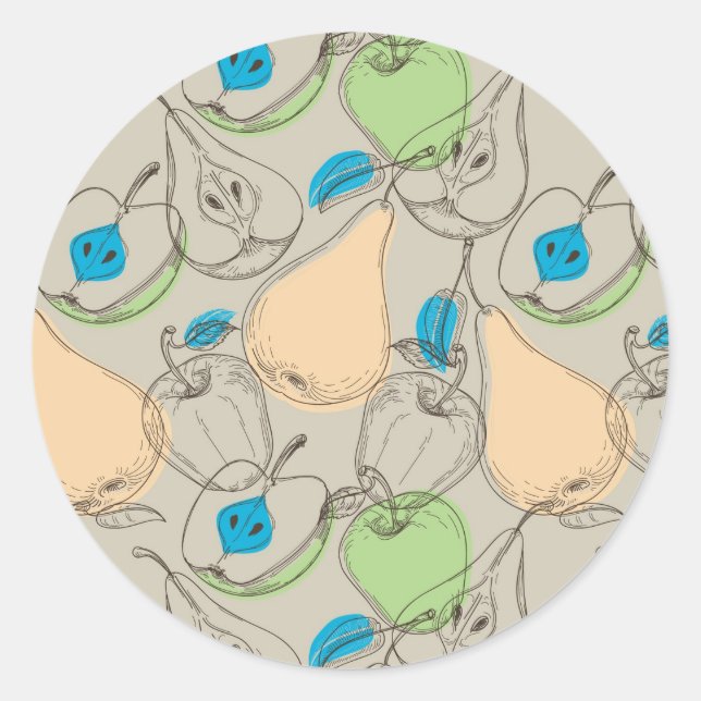 Fruits pattern classic round sticker (Front)